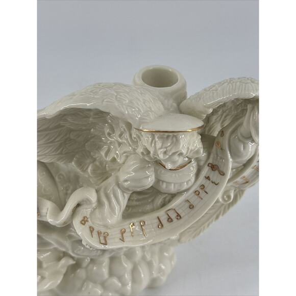 Candle Holder Porcelain Angel Ivory 6.85” T x 9” W x 3.6” D Palm Tree 2000 - Picture 6 of 11